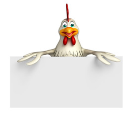 fun Hen cartoon character with  board
