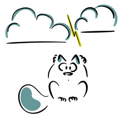 Cat is afraid of thunder