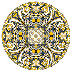 decorative design of circle dish template, round geometric patte