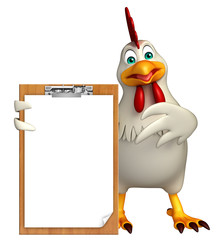  Hen cartoon character with exam pad