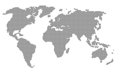 Graphic World map of gray round dots
