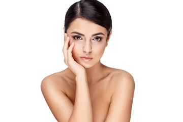 Young brunette woman with beautiful clean skin