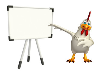 fun Hen cartoon character with display  board