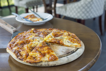 Hot Homemade mixture pizza Italian food