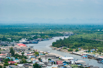 View of coastal village