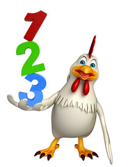  Hen cartoon character  with 123 sign