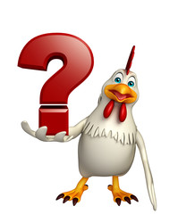  Hen cartoon character with question sign