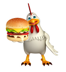  Hen cartoon character with burger