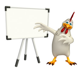 fun Hen cartoon character with display  board
