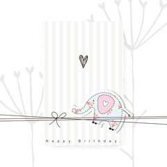 Greeting card - template - freehand drawing. For birthday cards,