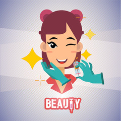 woman with hand of doctor beauty treatment - vector