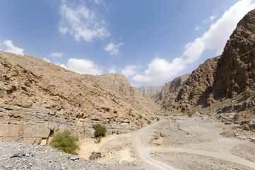 Valley in the hajar mountains of Ras al Khaimah, United Arab Emirates