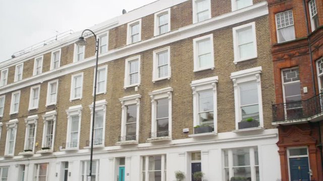  Exterior view of period town houses in a London Suburb
