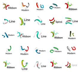 Set of abstract ribbon logo icons