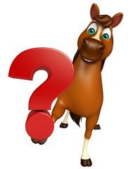Horse cartoon character with question sign