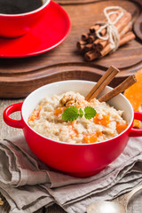 Breakfast oatmeal porridge with pumpkin