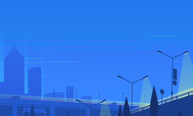 Night cityscape. Vector illustration.