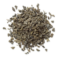 Heap of green gunpowder tea