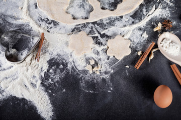 Making cookies on the blackboard, top view