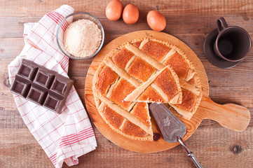 Chocolate coconut tart.