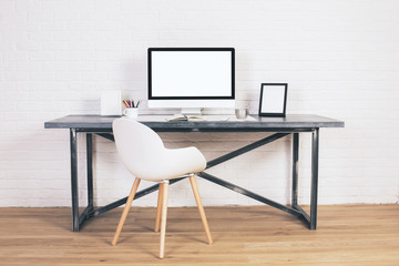Designer desk with white chair