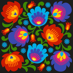 Fototapeta na wymiar Polish folk papercut style flower composition