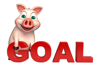  Pig cartoon character with goal sign