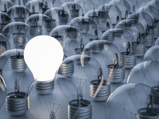 leadership concept with light up lightbulb