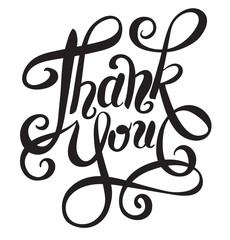 black and white thank you handwritten lettering inscription