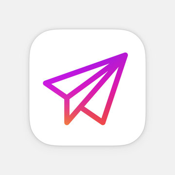 Airplane, email App icon template. Mobile application icon. Vector colorful photo icon