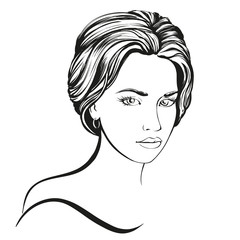 beautiful woman face hand drawn vector illustration sketch