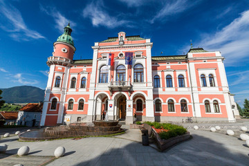 Fototapeta na wymiar View to the town hall of the city of Ruzomberok, Slovakia