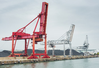 Crane in Harbor of Osaka city, Japan