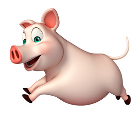 running Pig cartoon character