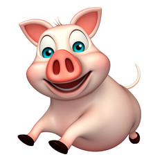 Naklejka premium running Pig cartoon character