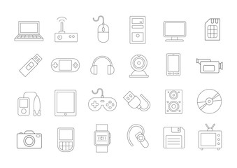 Gadgets & equipment vector icons set