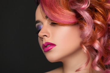 Fototapeta premium Girl with curly hair.