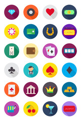 Games of chance round vector icons set