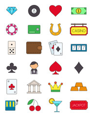 Games of chance variegated vector icons set
