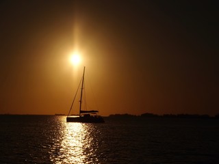 Yacht in the sunset