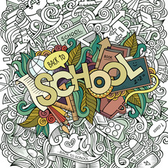 Cartoon sketchy hand-drawn Doodle on the subject of education