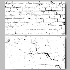 Grunge white and black brick wall background. Vector