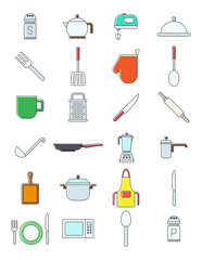 Set of kitchen items  vector icons