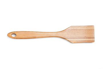 close-up image of a wooden spatula.