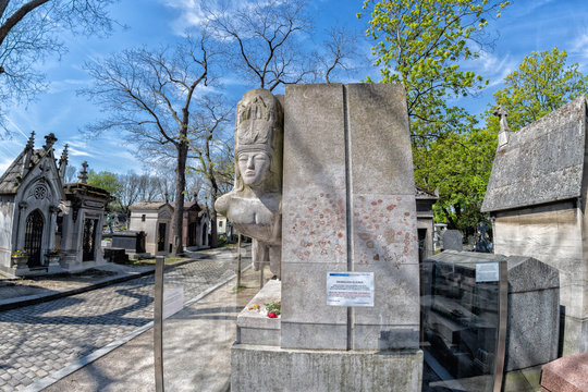 PARIS, FRANCE - MAY 2, 2016:  Oscar Wilde grave in Pere-Lachaise cemetery homeopaty founder