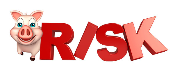  Pig cartoon character with risk sign