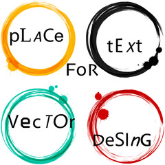 Set of different Grunge circles with place for your text. vector illustration
