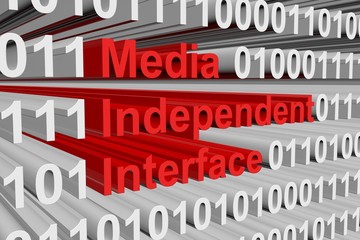 Media Independent Interface in the form of binary code, 3D illustration