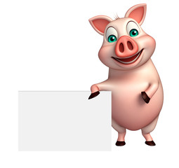 Obraz na płótnie Canvas fun Pig cartoon character with board