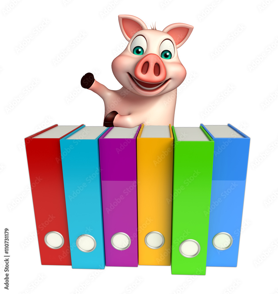 Canvas Prints Pig cartoon character with files